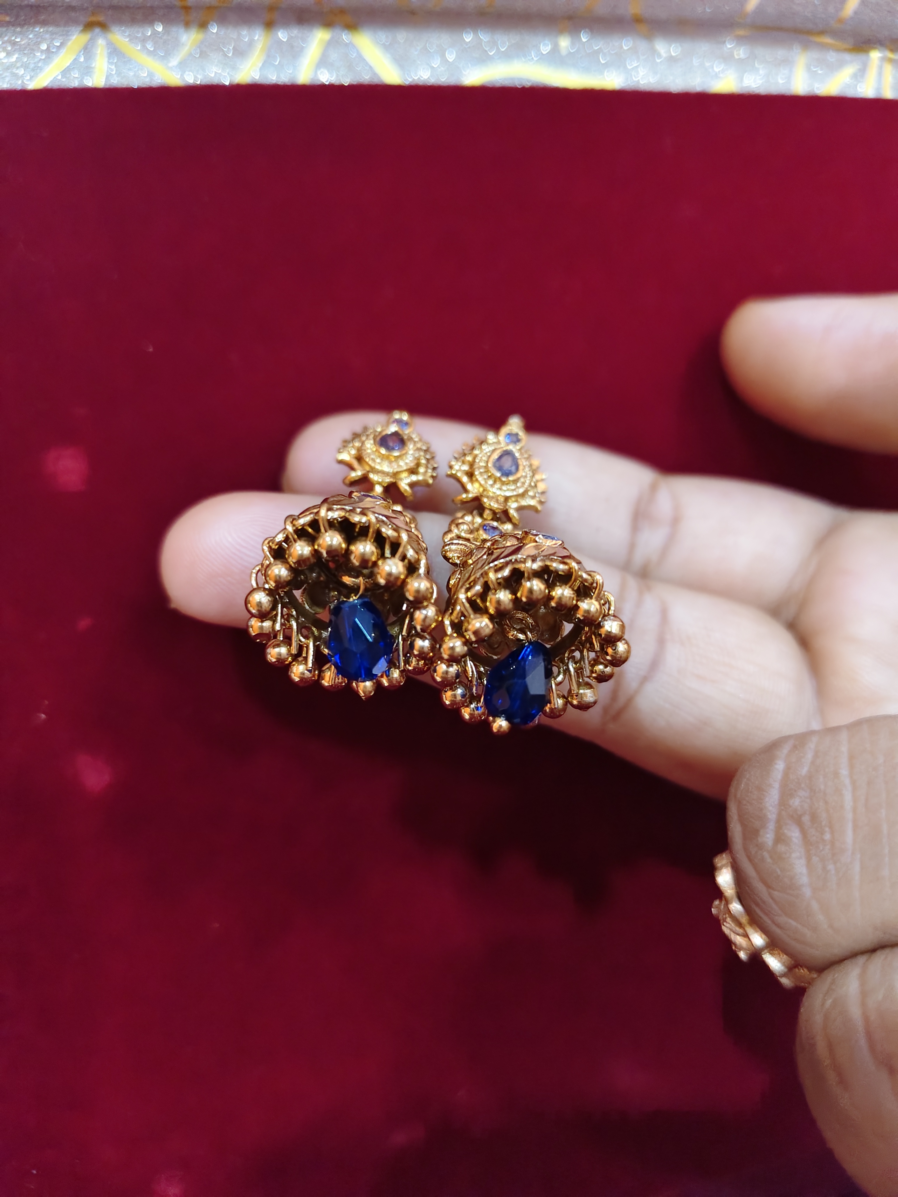 Blue beed jumkas