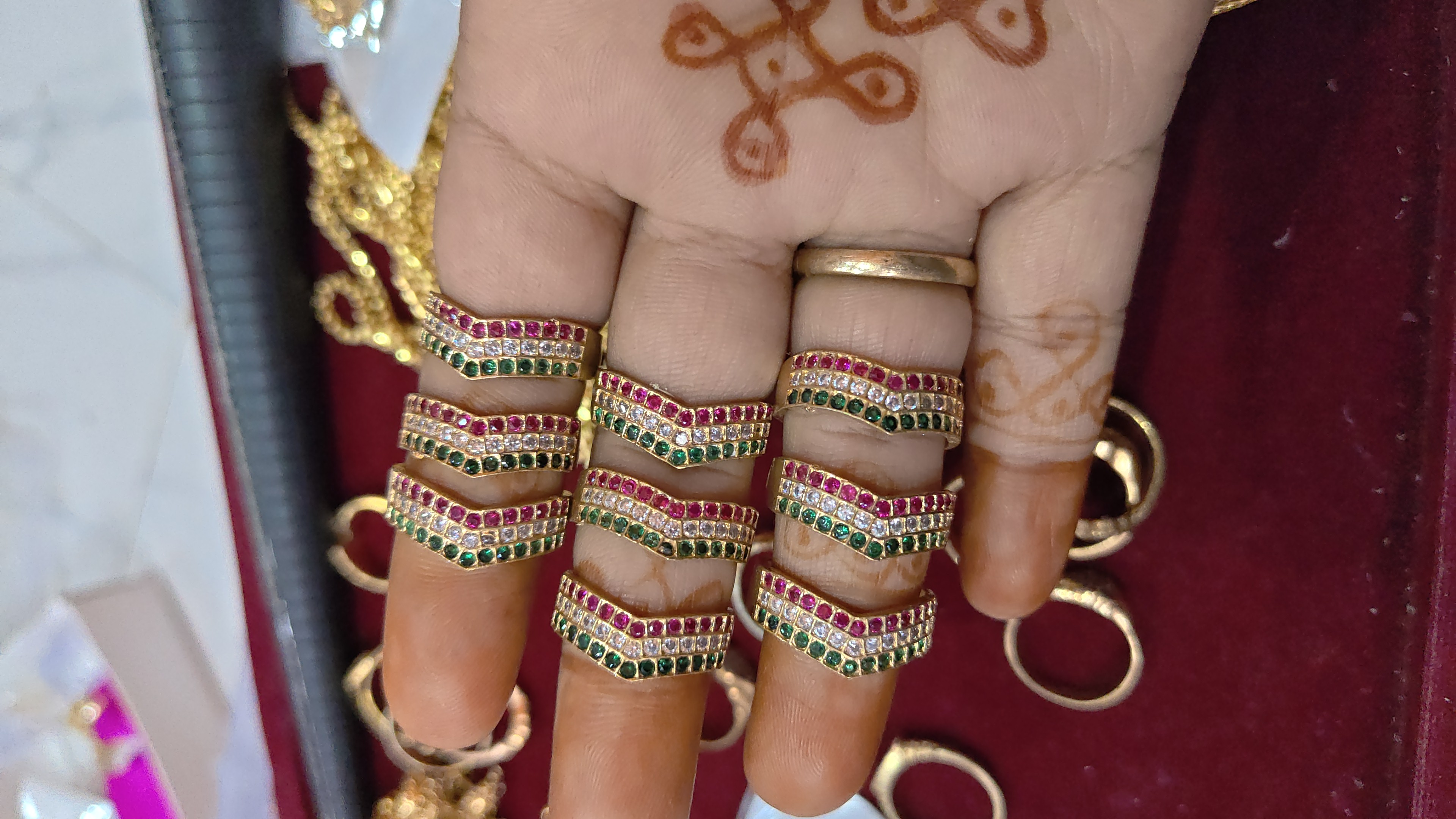Panchaloham multi stone shape ring