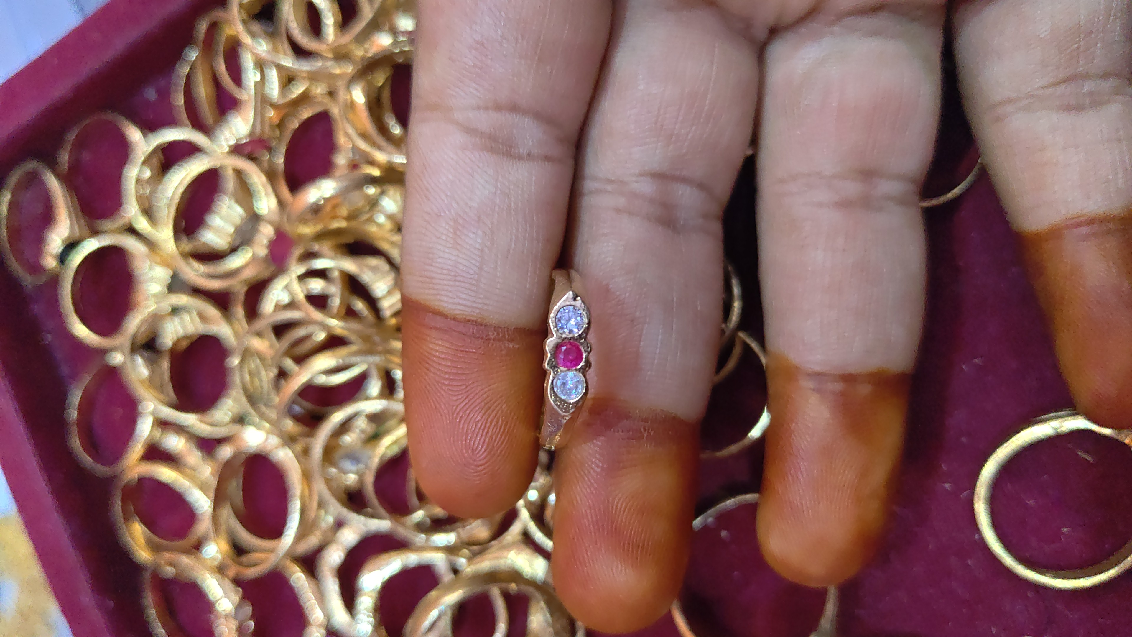 Panchaloham 3 stone gold look ring