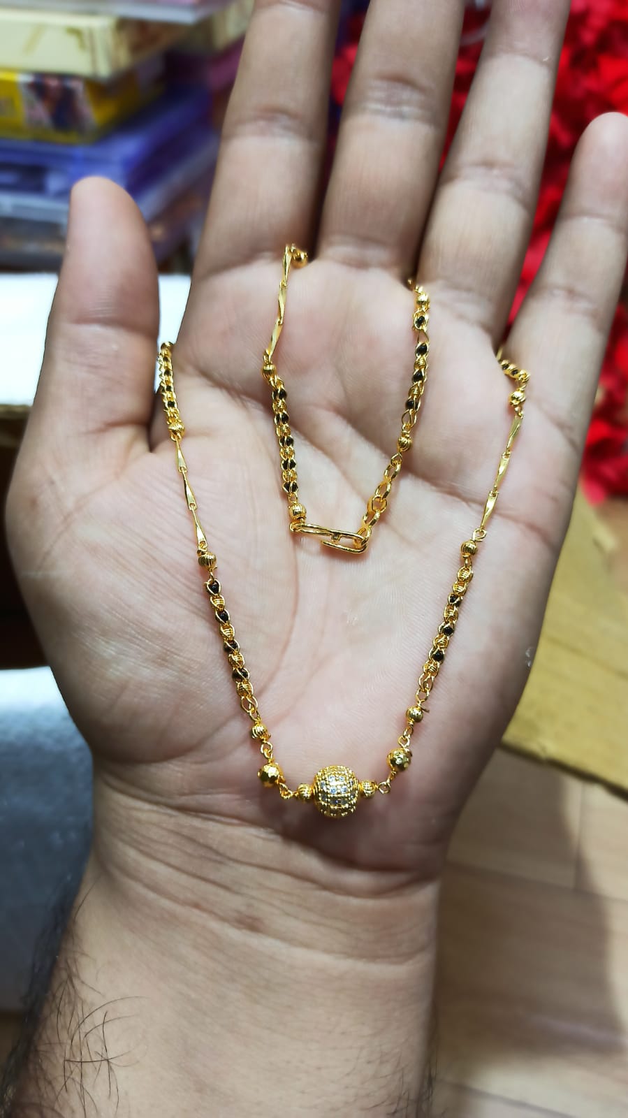 One gram gold short black beeds